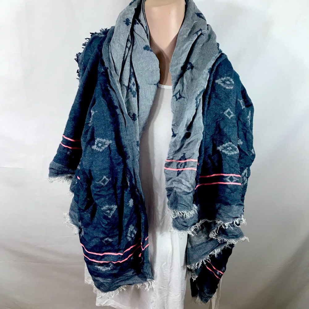 Dark Blue and pink patterned scarf